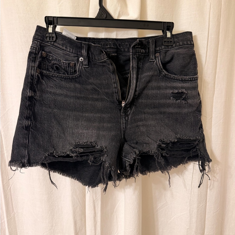 American Eagle Outfitters Black Distressed Denim Cutoff Shorts